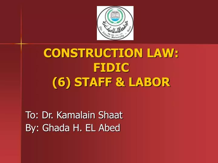 construction law fidic 6 staff labor
