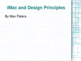 iMac and Design Principles