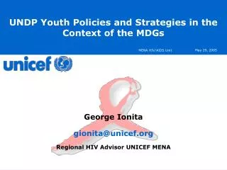 UNDP Youth Policies and Strategies in the Context of the MDGs