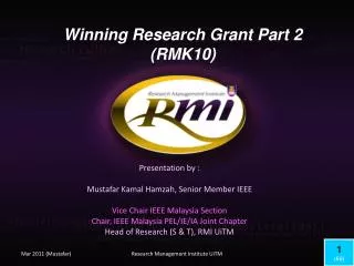 Winning Research Grant Part 2 (RMK10)