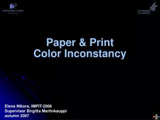 Paper &amp; Print Color Inconstancy