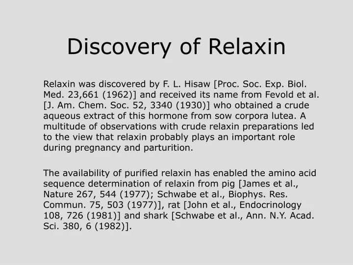 discovery of relaxin