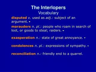 The Interlopers Vocabulary