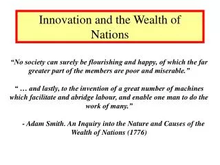 Innovation and the Wealth of Nations