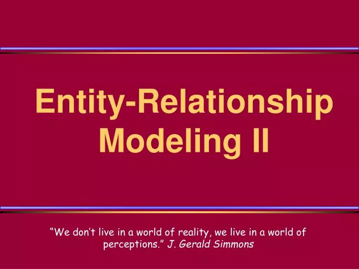 entity relationship modeling ii