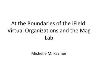 At the Boundaries of the iField: Virtual Organizations and the Mag Lab