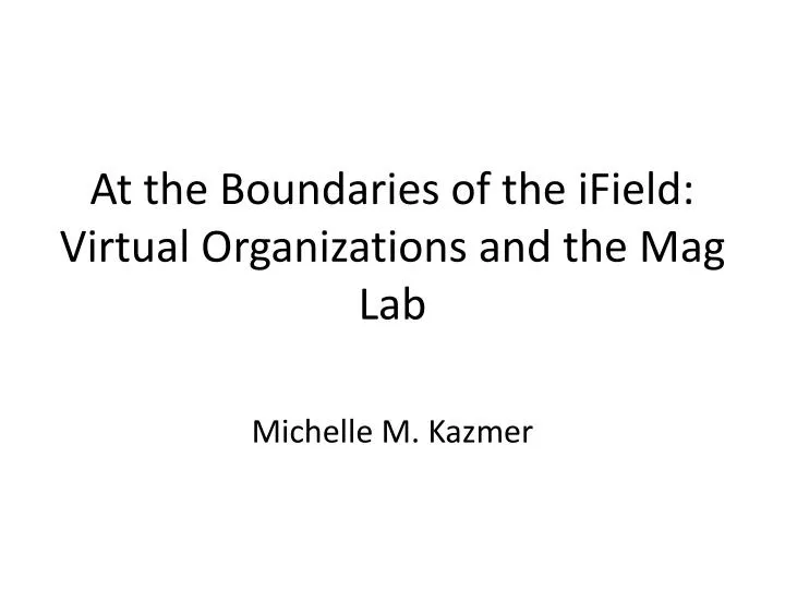 at the boundaries of the ifield virtual organizations and the mag lab