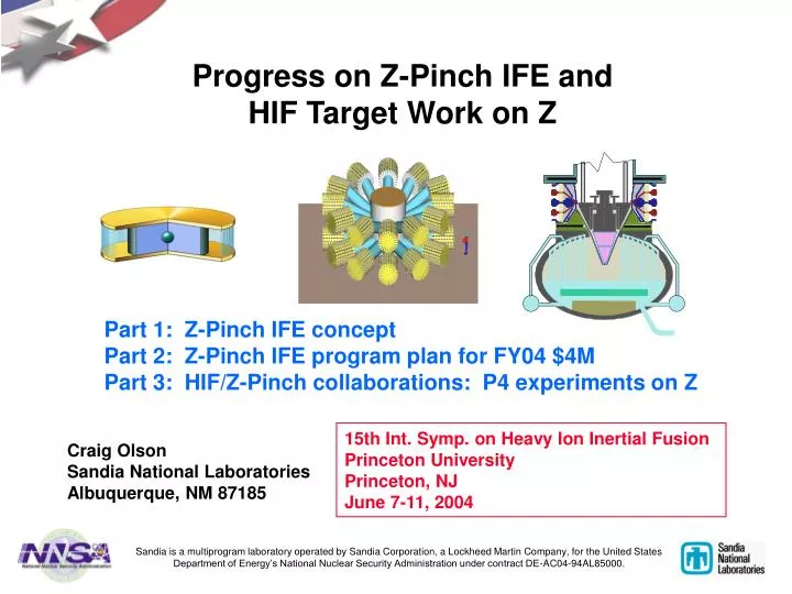 progress on z pinch ife and hif target work on z