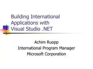 Building International Applications with Visual Studio .NET