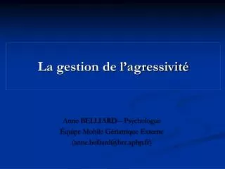 la gestion de l agressivit