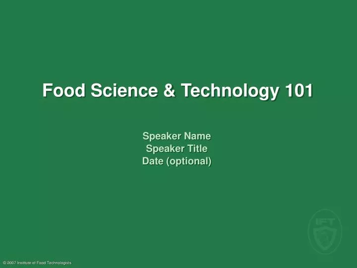 food science technology 101