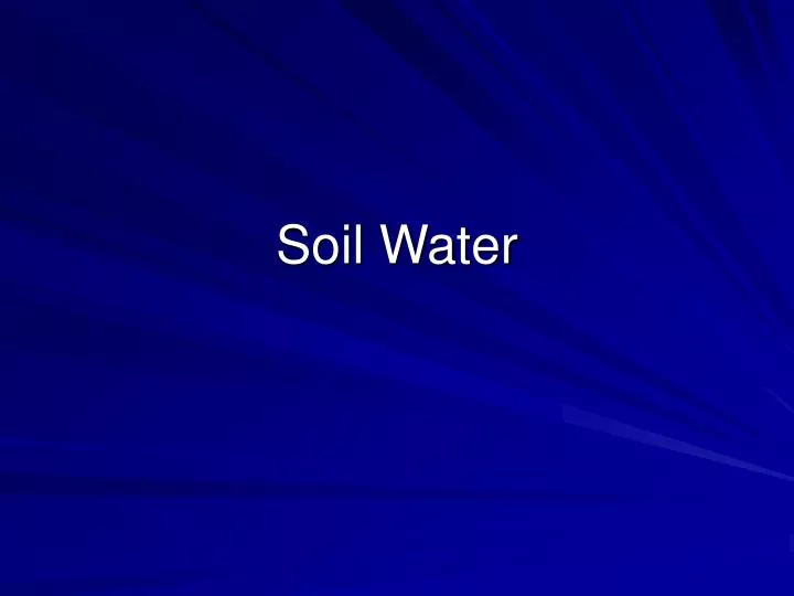 soil water