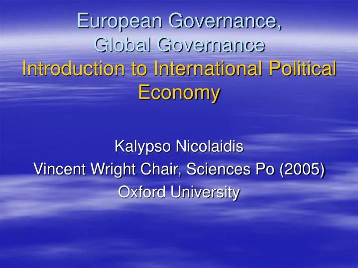 european governance global governance introduction to international political economy