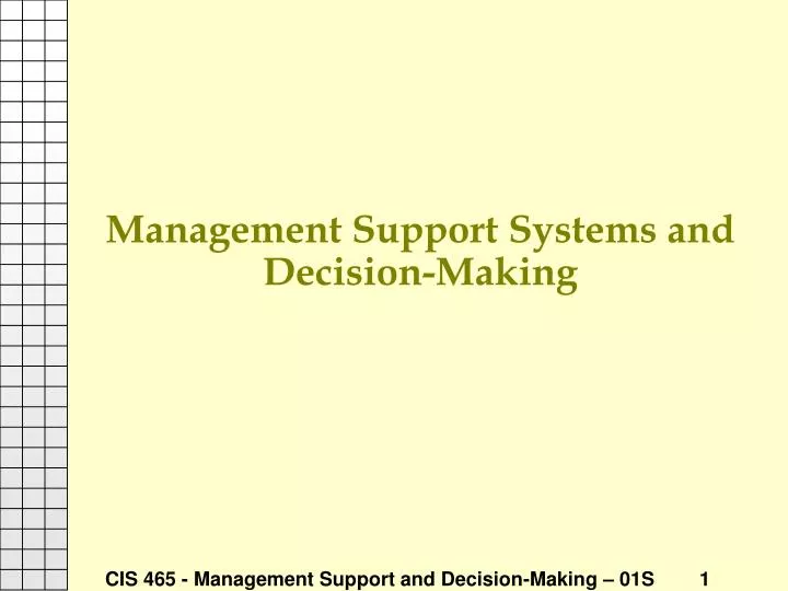 management support systems and decision making