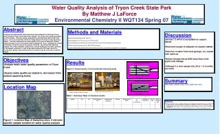 Water Quality Analysis of Tryon Creek State Park By Matthew J LaForce Environmental Chemistry II WQT134 Spring 07