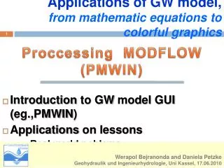 Applications of GW model , from mathematic equations to colorful graphics