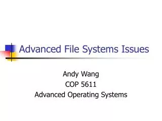 Advanced File Systems Issues