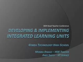 Developing &amp; Implementing Integrated Learning Units