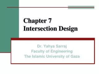 Chapter 7 Intersection Design
