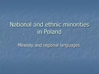 National and ethnic minorities in Poland