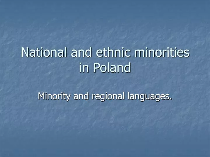 national and ethnic minorities in poland