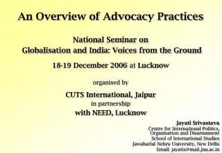 An Overview of Advocacy Practices