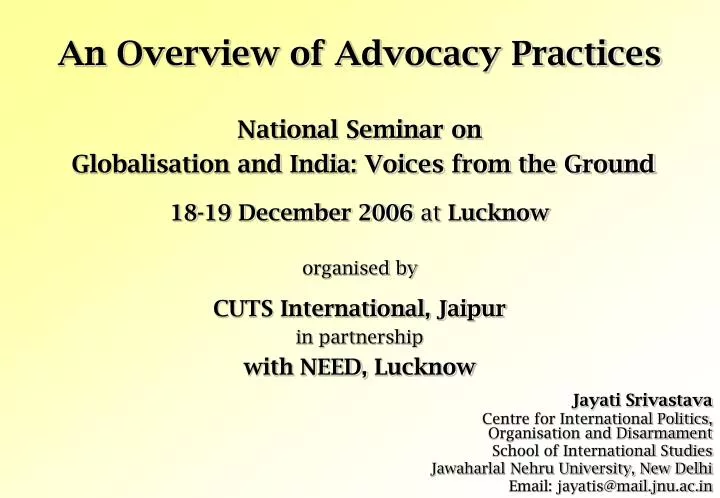 an overview of advocacy practices