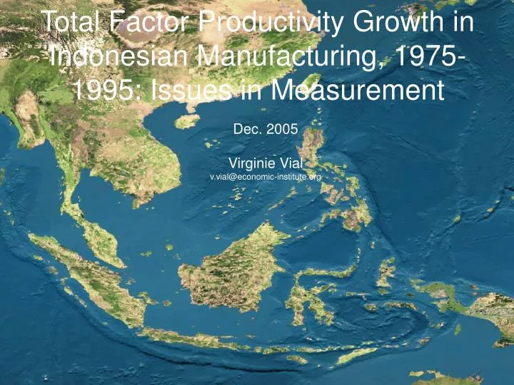 total factor productivity growth in indonesian manufacturing 1975 1995 issues in measurement