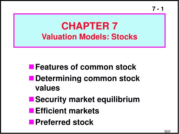 chapter 7 valuation models stocks