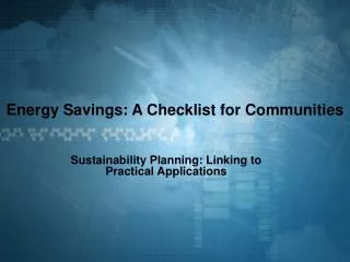 Energy Savings: A Checklist for Communities
