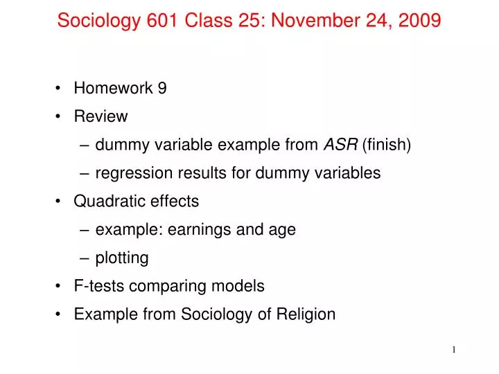 sociology 601 class 25 november 24 2009