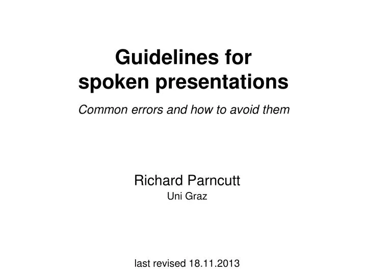 guidelines for spoken presentations common errors and how to avoid them