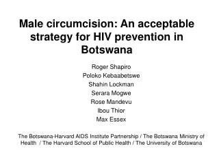Male circumcision: An acceptable strategy for HIV prevention in Botswana