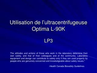 utilisation de l ultracentrifugeuse optima l 90k