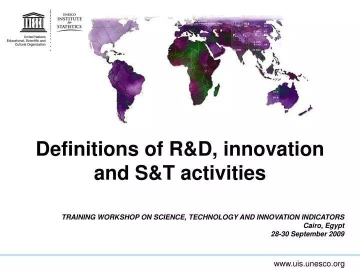 definitions of r d innovation and s t activities