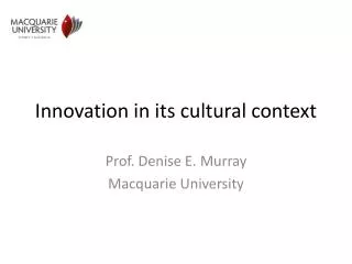 Innovation in its cultural context