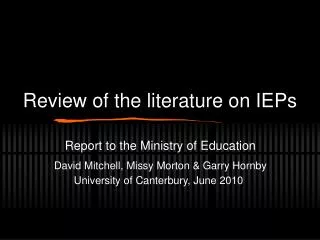 Review of the literature on IEPs