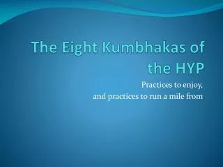 The Eight Kumbhakas of the HYP
