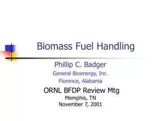 Biomass Fuel Handling