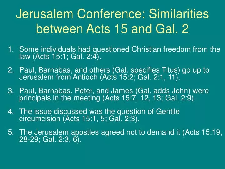 jerusalem conference similarities between acts 15 and gal 2
