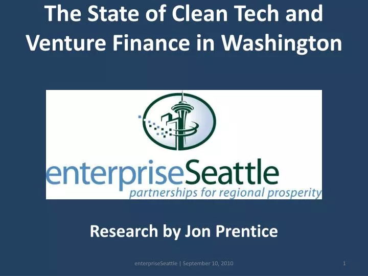 the state of clean tech and venture finance in washington