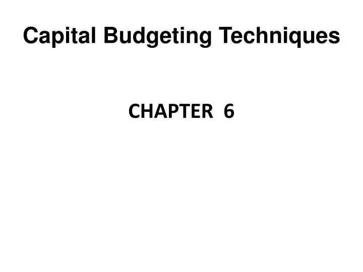 capital budgeting techniques