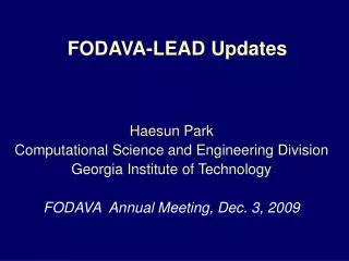 FODAVA-LEAD Updates