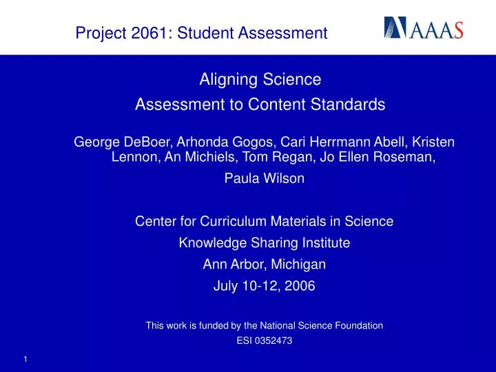 aligning science assessment to content standards