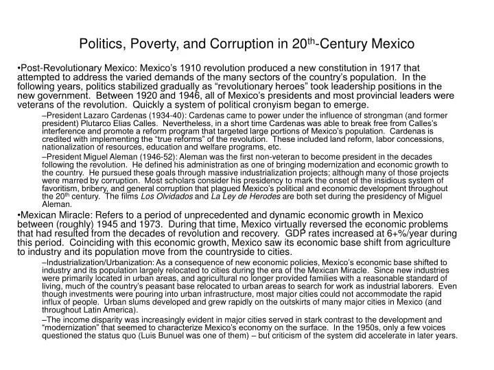 politics poverty and corruption in 20 th century mexico