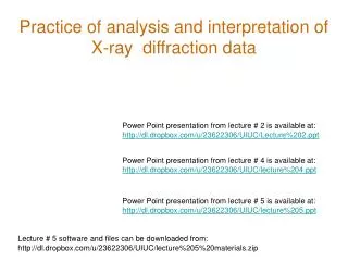 Practice of analysis and interpretation of X-ray diffraction data