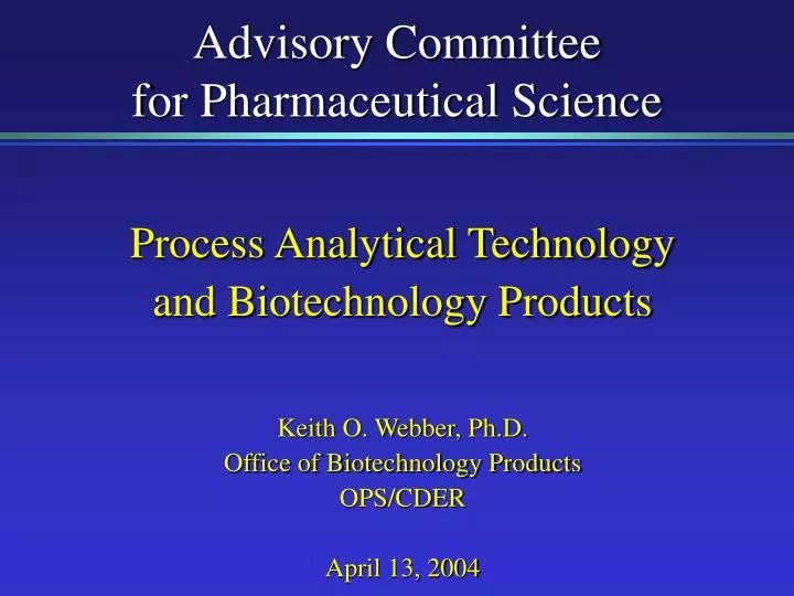 advisory committee for pharmaceutical science