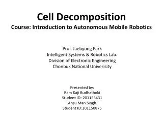 Cell Decomposition Course: Introduction to Autonomous Mobile Robotics