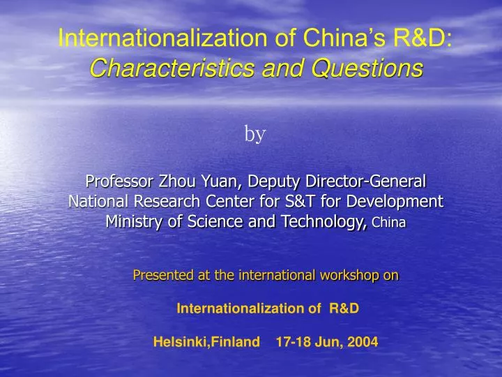 internationalization of china s r d characteristics and questions by