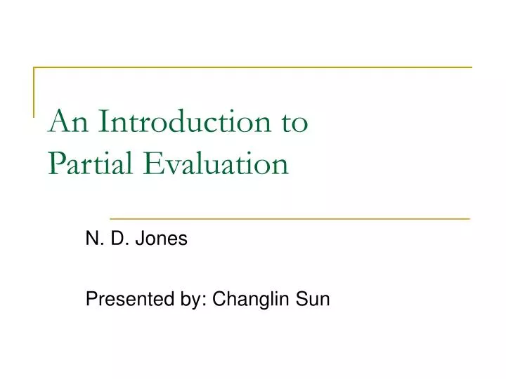 an introduction to partial evaluation